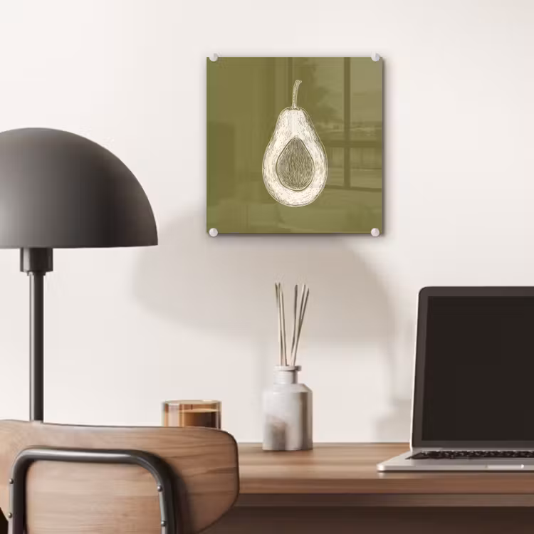 Glas schilderij - Avocado - Minimalistisch - Illustratie - Groen — 7