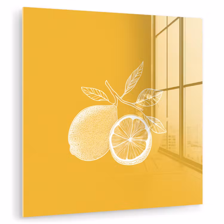 Glas schilderij - Citroenen - Illustratie - Minimalistisch - Geel — 1