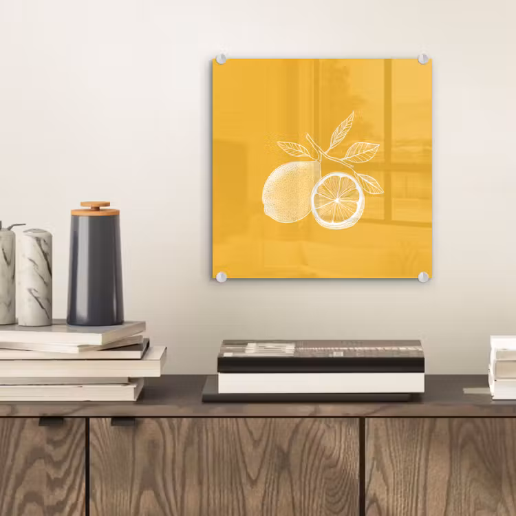 Glas schilderij - Citroenen - Illustratie - Minimalistisch - Geel — 2
