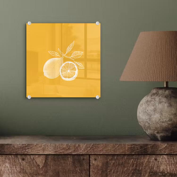 Glas schilderij - Citroenen - Illustratie - Minimalistisch - Geel — 4