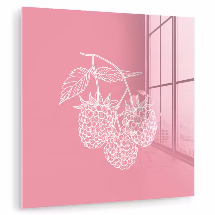 Glas schilderij - Frambozen - Steel - Getekend - Roze — 1