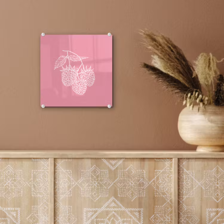 Glas schilderij - Frambozen - Steel - Getekend - Roze — 6