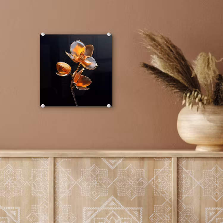 Glas schilderij - Bloem - Orchidee - Oranje — 6