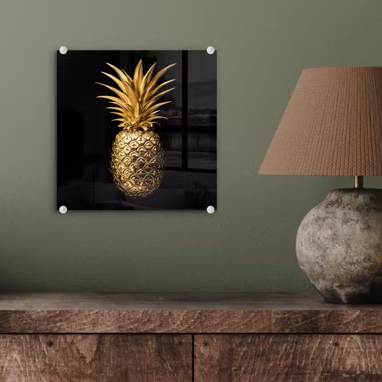 Glas schilderij - Gouden Ananas — 4