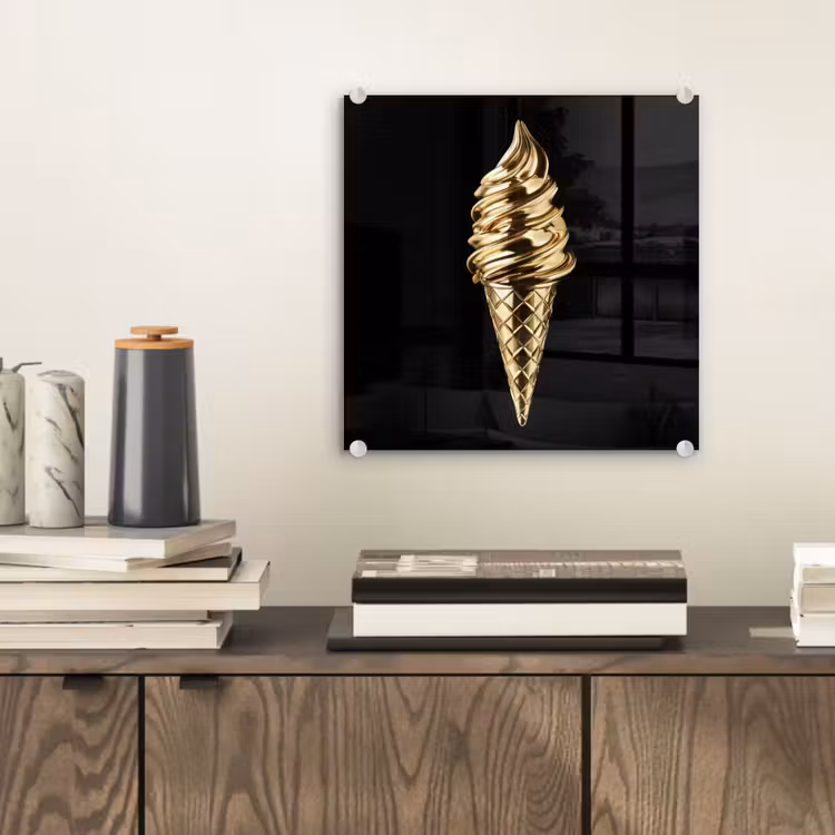 Glas schilderij - Ijs - Goud - Zwart - Eten — 2