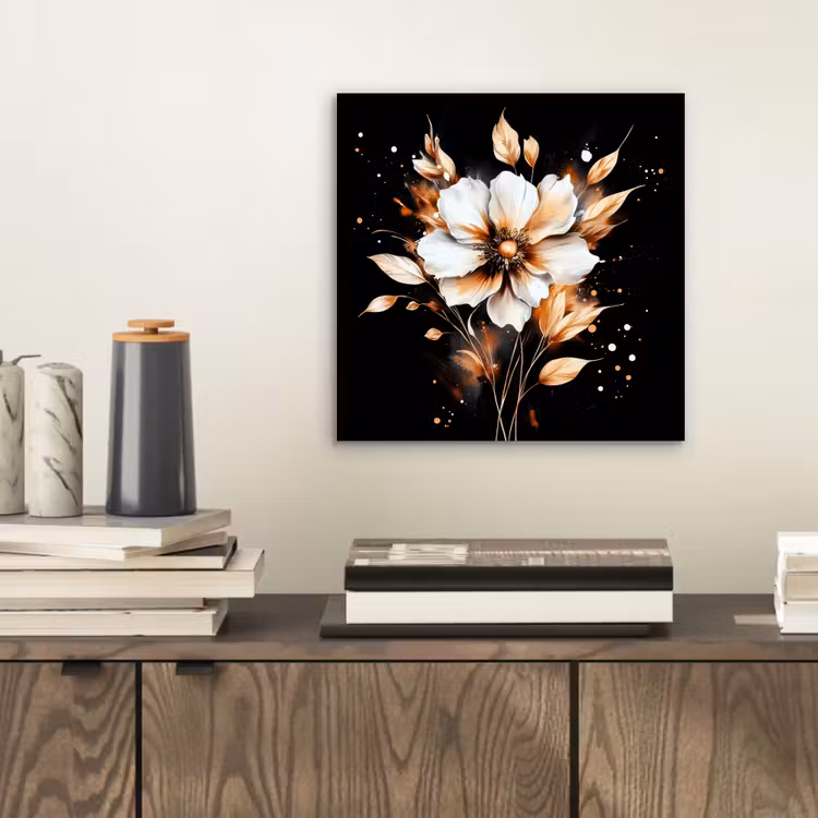 Aluminium schilderij - Witte Bloem Aquarel — 2