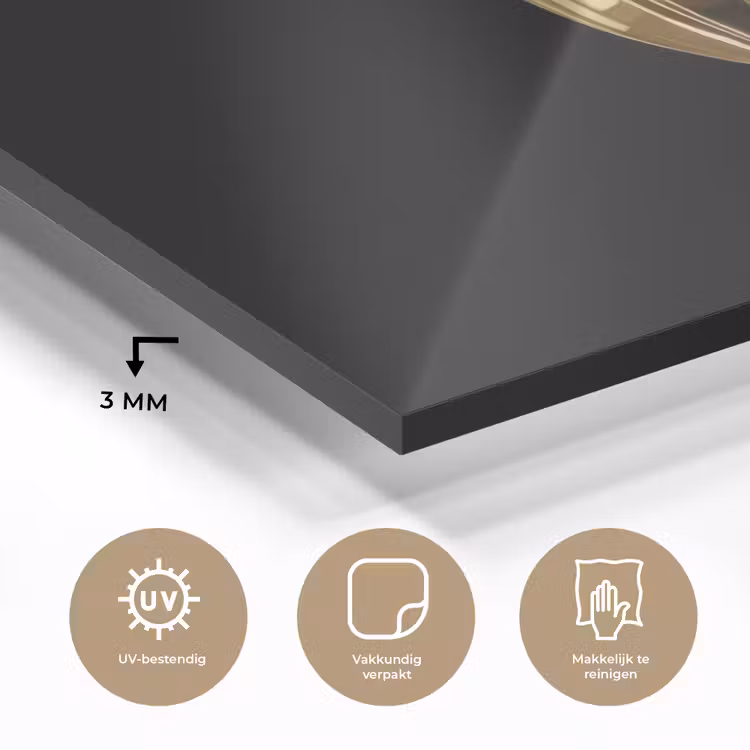 Glas schilderij - Milkshake - Goud - Drinken - Zwart — 3