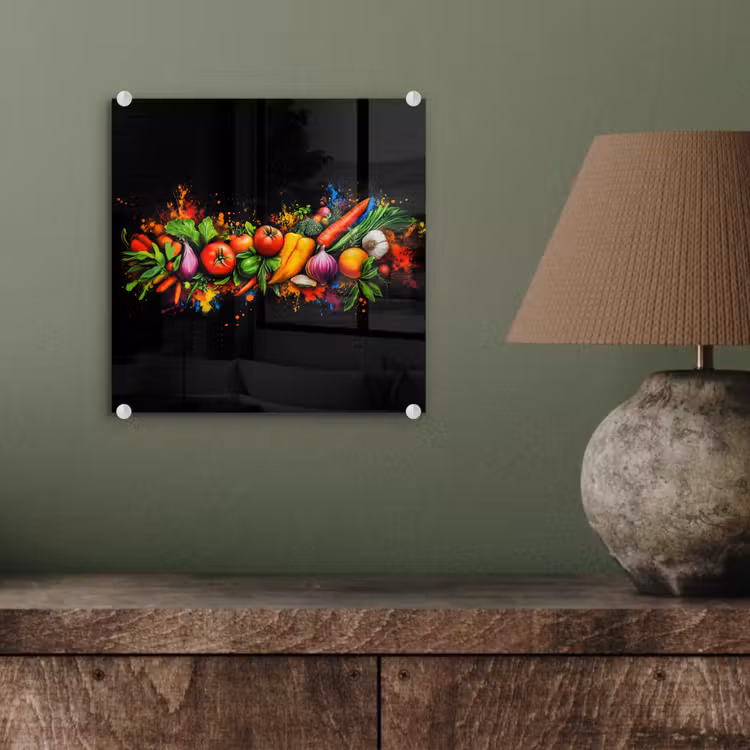 Glas schilderij - Groente - Eten - Kruiden - Graffiti - Koken — 4