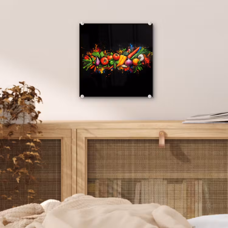 Glas schilderij - Groente - Eten - Kruiden - Graffiti - Koken — 5