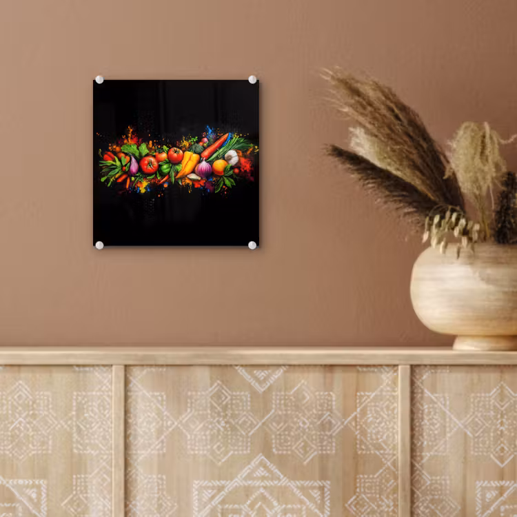 Glas schilderij - Groente - Eten - Kruiden - Graffiti - Koken — 6