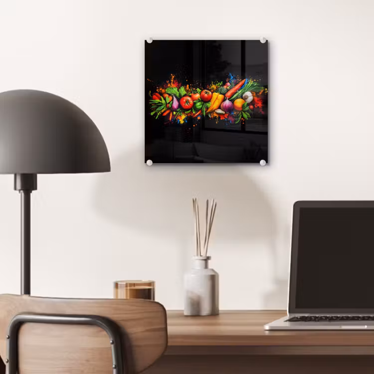 Glas schilderij - Groente - Eten - Kruiden - Graffiti - Koken — 7