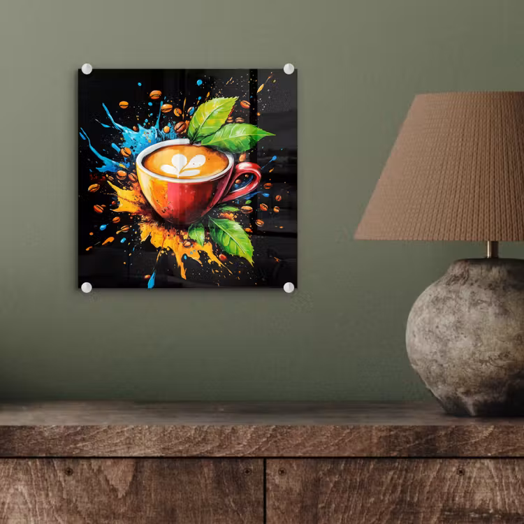 Glas schilderij - Koffie - Graffiti - Drinken - Abstract — 4