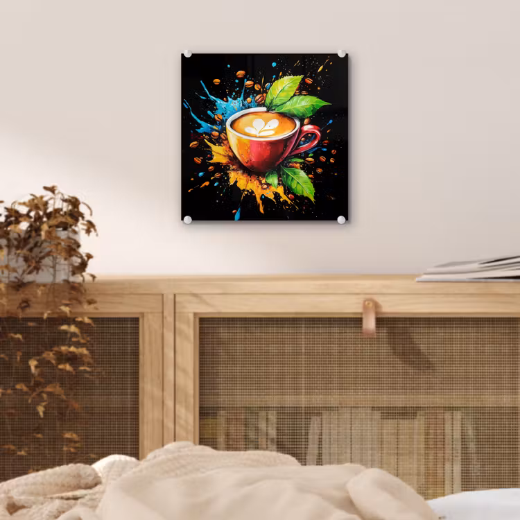 Glas schilderij - Koffie - Graffiti - Drinken - Abstract — 5