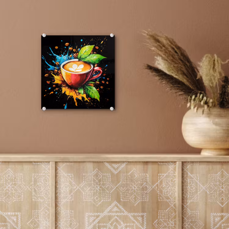 Glas schilderij - Koffie - Graffiti - Drinken - Abstract — 6