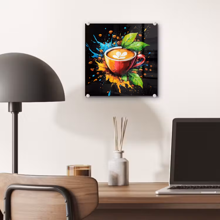 Glas schilderij - Koffie - Graffiti - Drinken - Abstract — 7