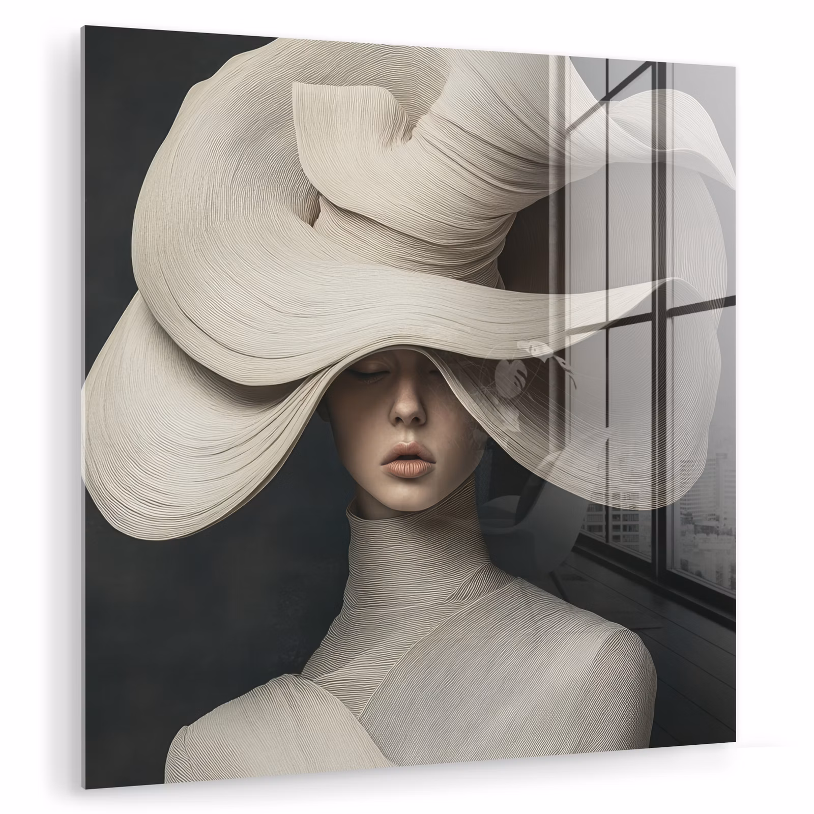 Glas schilderij - Modern - Vrouw - Hoed — 1