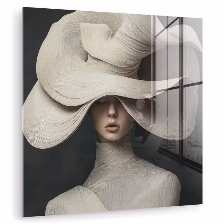 Glas schilderij - Modern - Vrouw - Hoed — 1