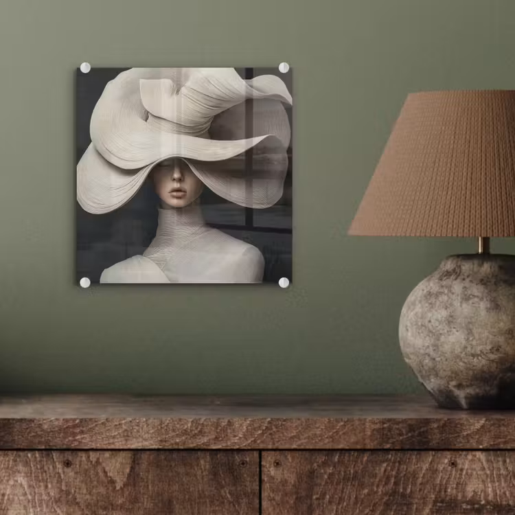Glas schilderij - Modern - Vrouw - Hoed — 4
