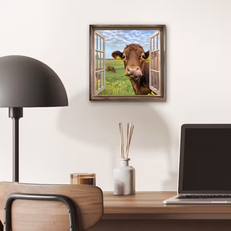 Aluminium schilderij - Doorkijk - Koe - Weiland - Landschap - Dieren — 6