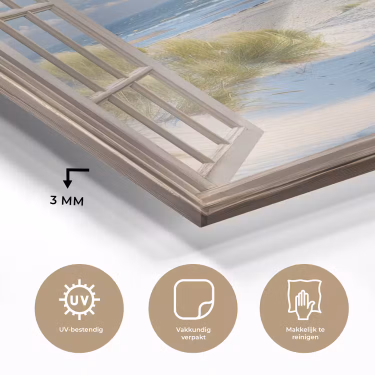 Glas schilderij - Doorkijk - Strand - Raam - Duinen - Zee — 3