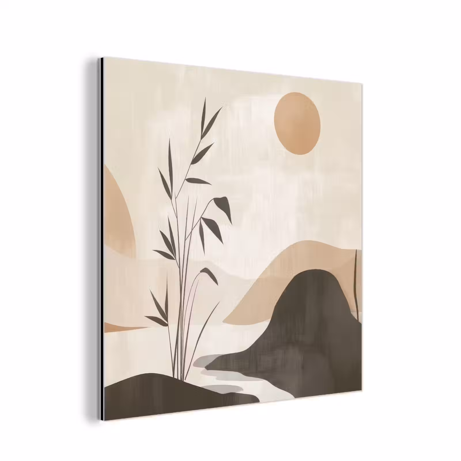 Aluminium schilderij - Japandi - Landschap - Beige — 1