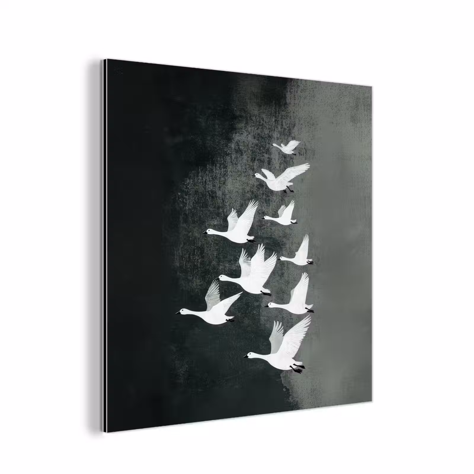 Aluminium schilderij - Vogel - Japandi - Groen — 1