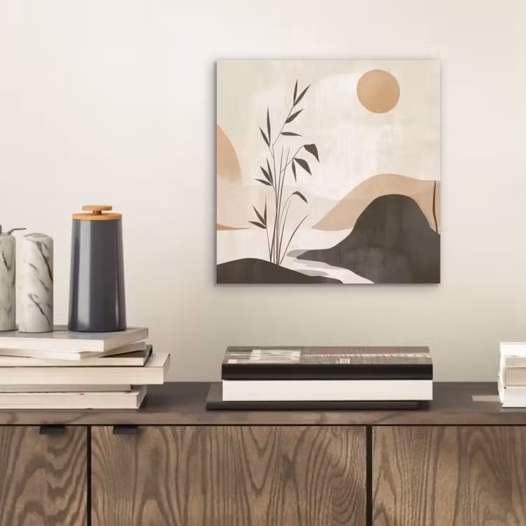 Aluminium schilderij - Japandi - Landschap - Beige — 2
