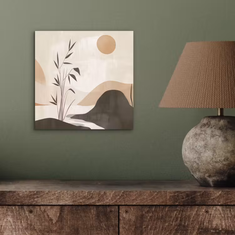 Aluminium schilderij - Japandi - Landschap - Beige — 3
