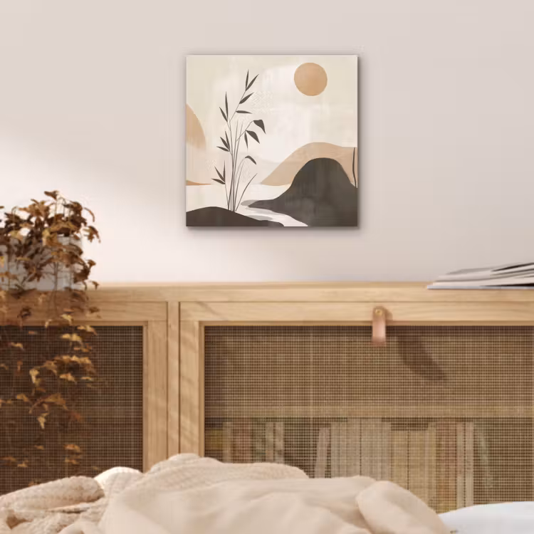 Aluminium schilderij - Japandi - Landschap - Beige — 4
