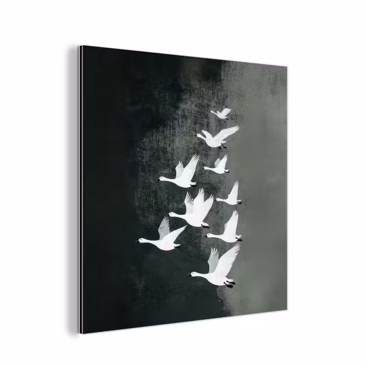 Aluminium schilderij - Vogel - Japandi - Groen — 1