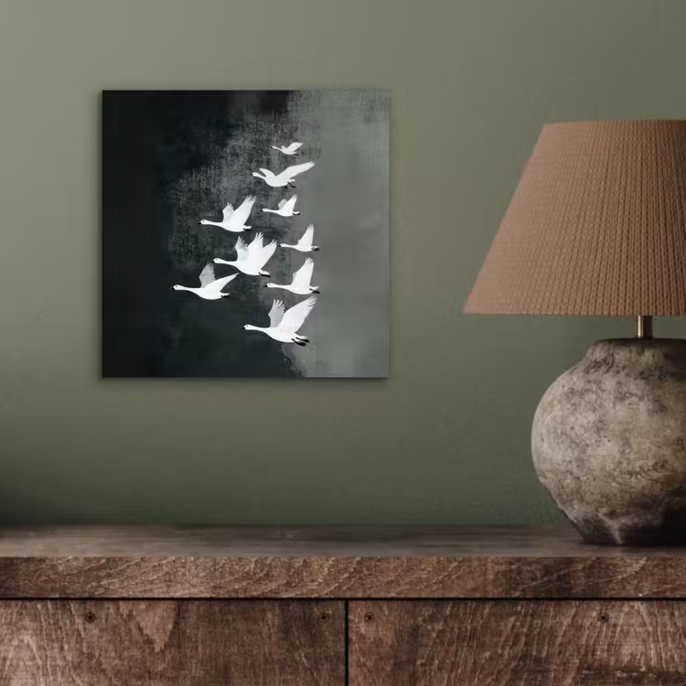 Aluminium schilderij - Vogel - Japandi - Groen — 3