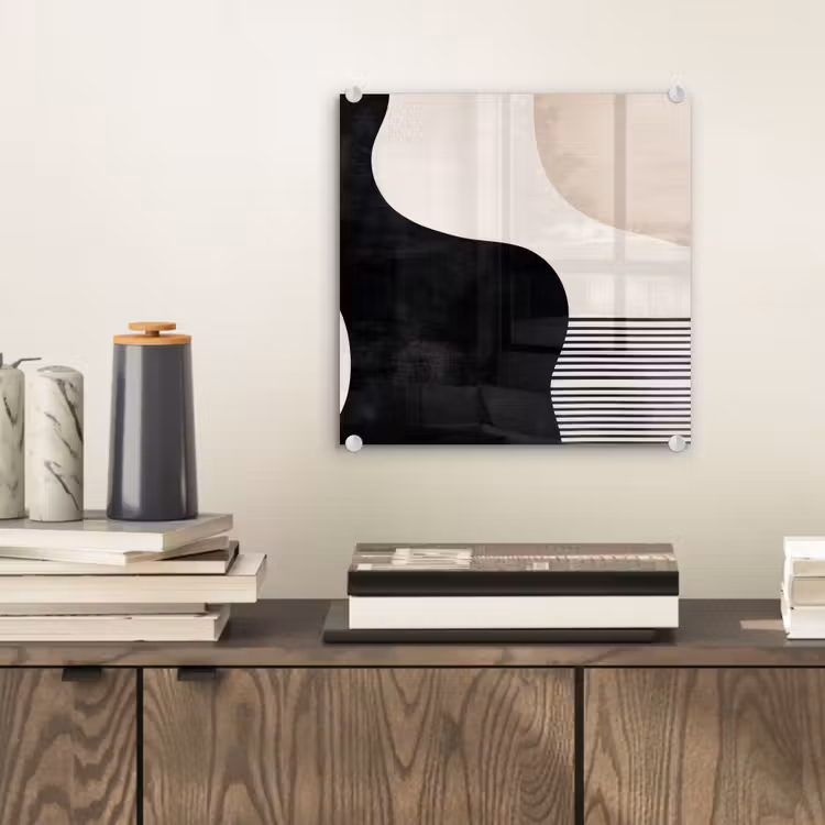 Glas schilderij - Abstract - Japandi - Beige - Modern — 2
