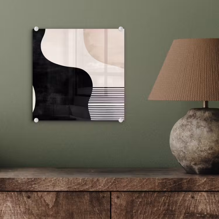 Glas schilderij - Abstract - Japandi - Beige - Modern — 4