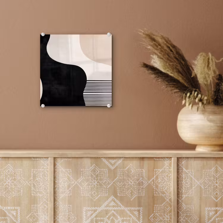 Glas schilderij - Abstract - Japandi - Beige - Modern — 6