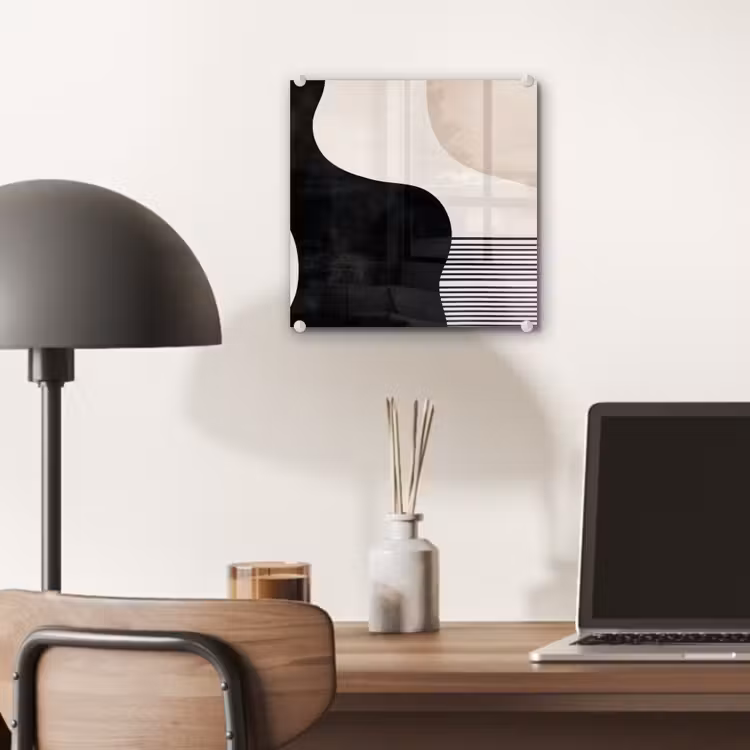 Glas schilderij - Abstract - Japandi - Beige - Modern — 7