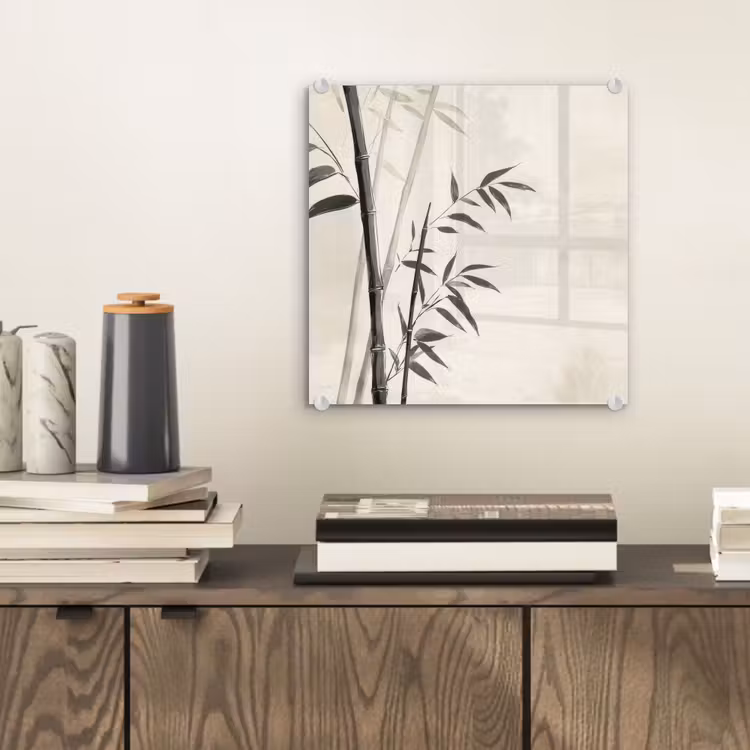 Glas schilderij - Japandi - Bamboe - Beige — 2