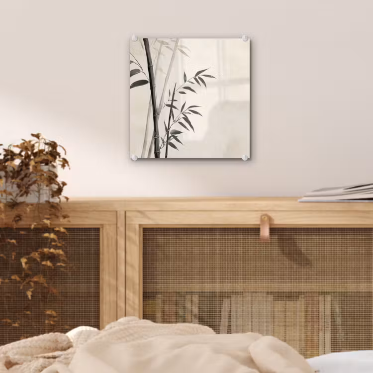Glas schilderij - Japandi - Bamboe - Beige — 5