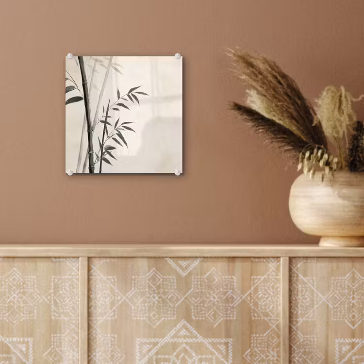 Glas schilderij - Japandi - Bamboe - Beige — 6
