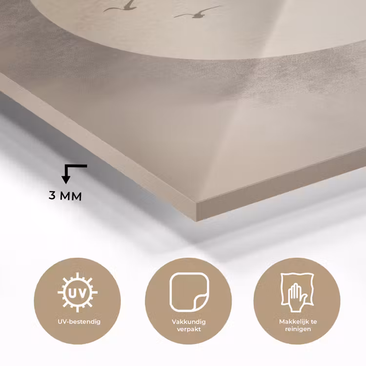 Glas schilderij - Vogel - Beige - Japandi — 3
