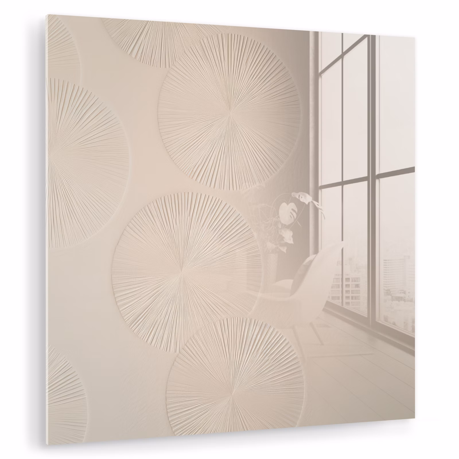 Glas schilderij - Japandi - Beige - Modern — 1