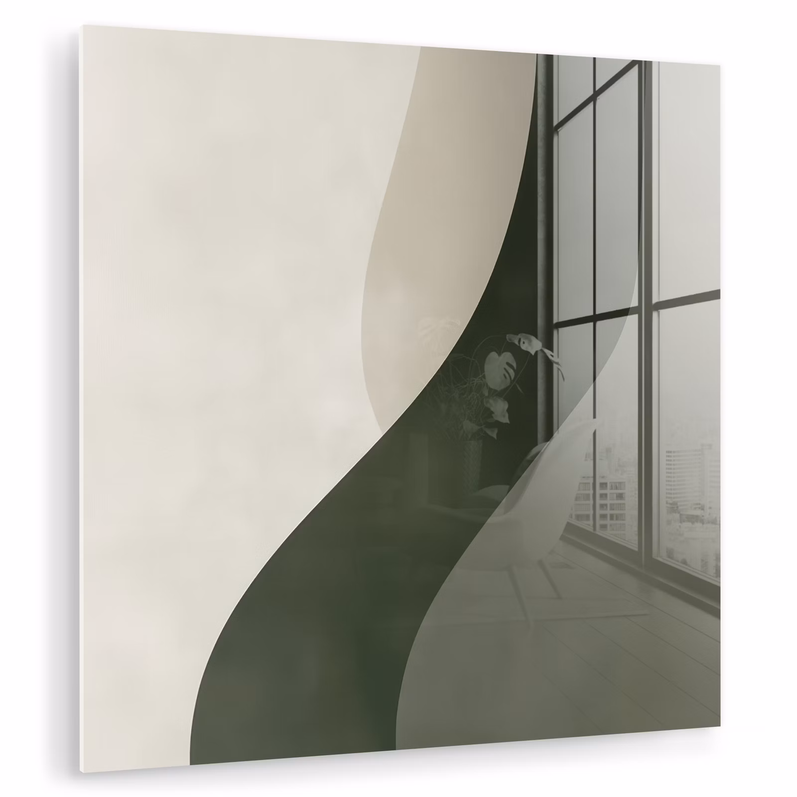 Glas schilderij - Abstracte Golvende Vormen Groen — 1