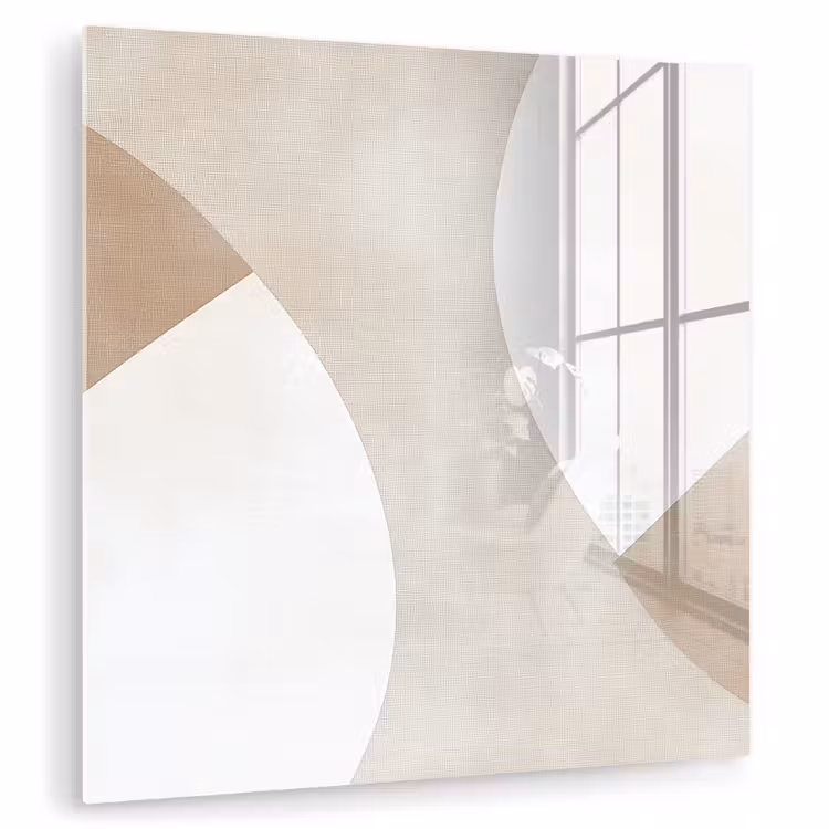 Glas schilderij - Abstracte Vormen Beige