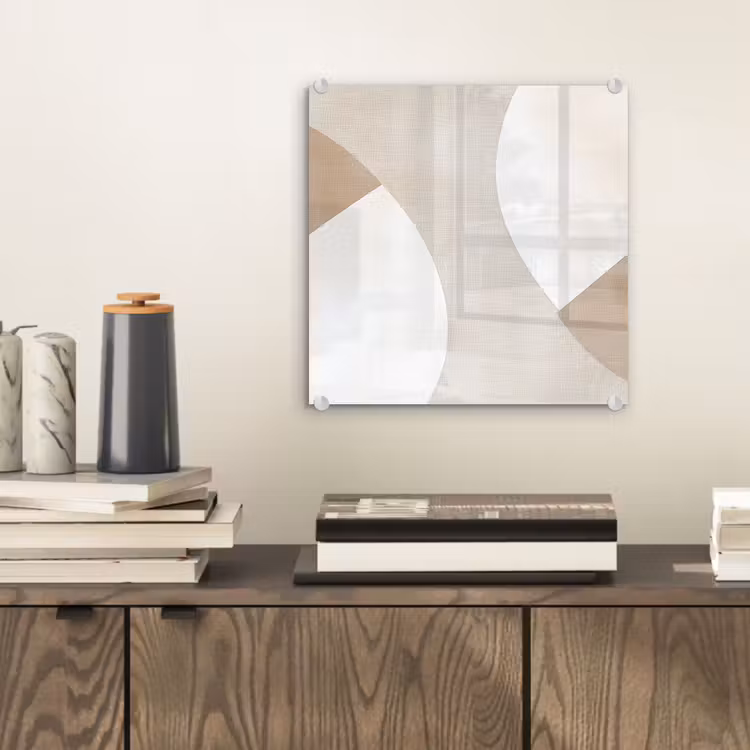 Glas schilderij - Abstracte Vormen Beige — 2