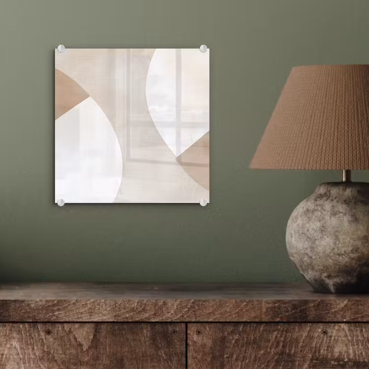 Glas schilderij - Abstracte Vormen Beige — 4