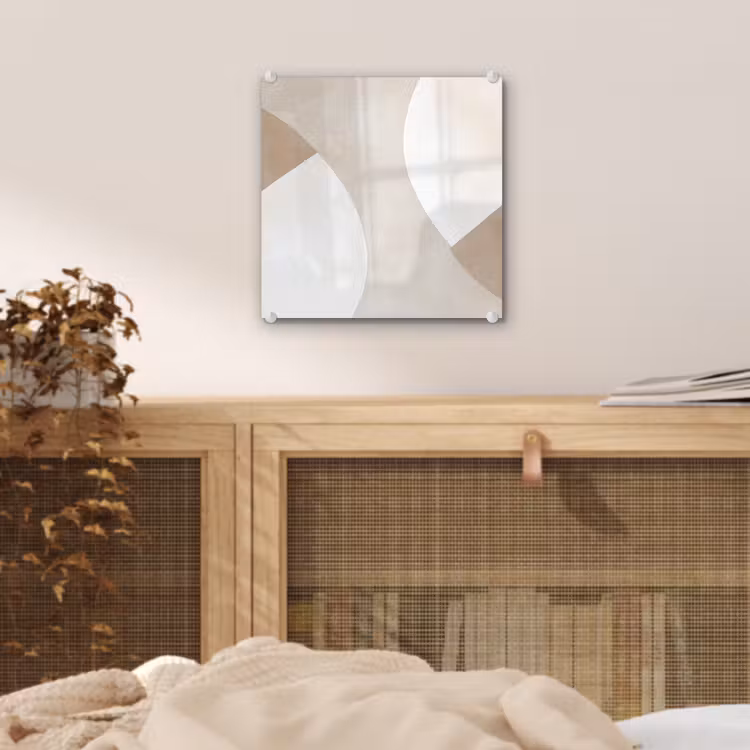 Glas schilderij - Abstracte Vormen Beige — 5