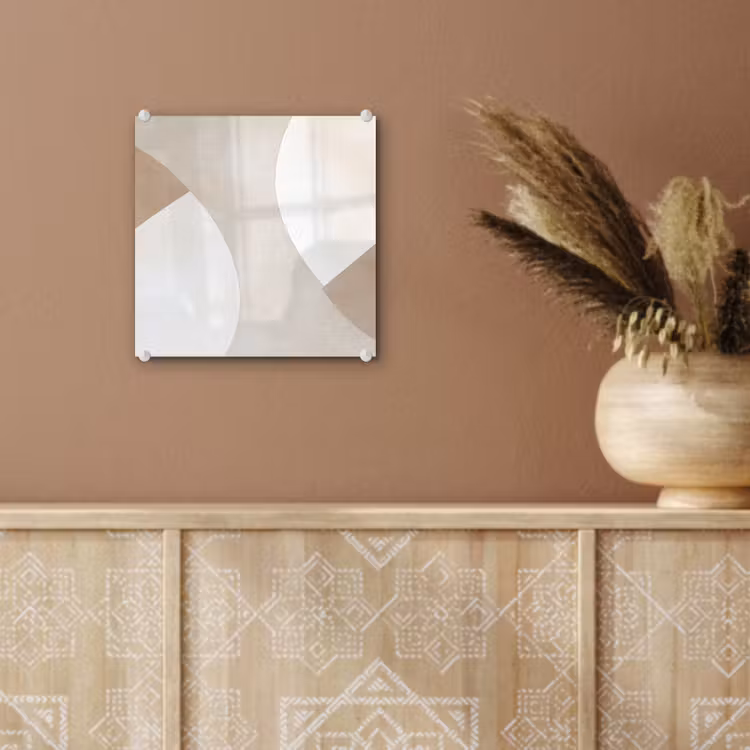 Glas schilderij - Abstracte Vormen Beige — 6