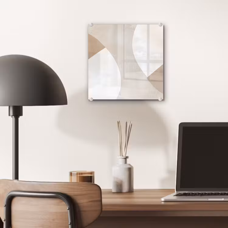 Glas schilderij - Abstracte Vormen Beige — 7
