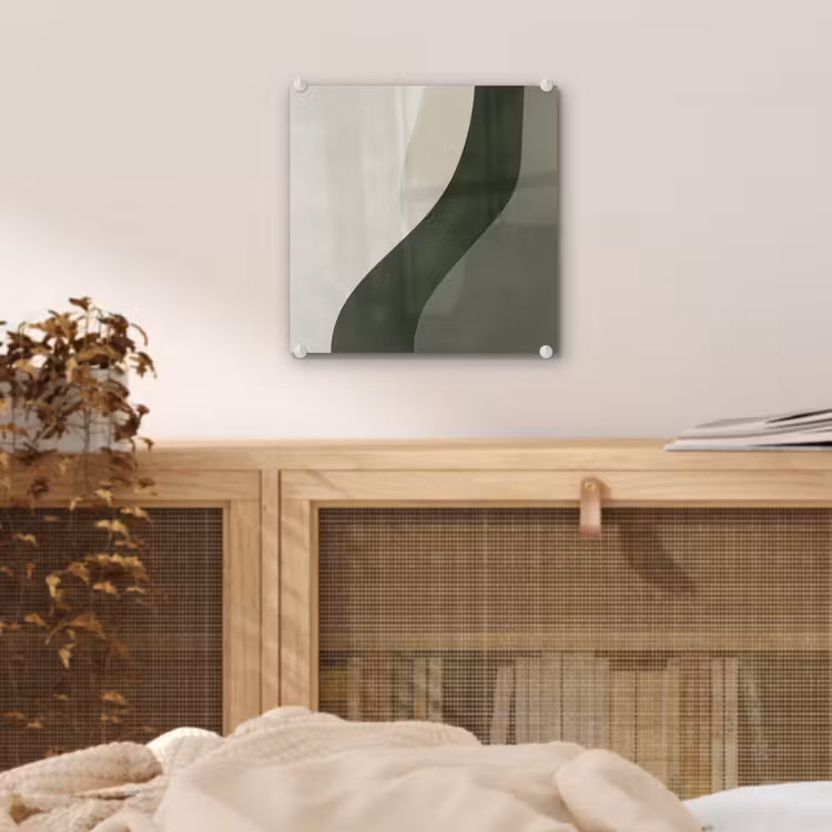 Glas schilderij - Abstracte Golvende Vormen Groen — 5