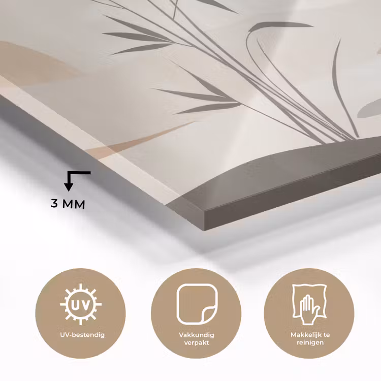 Glas schilderij - Japandi - Landschap - Beige — 3