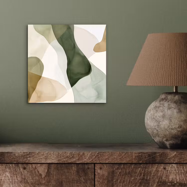 Aluminium schilderij - Abstracte Aquarel Vormen Groen — 3
